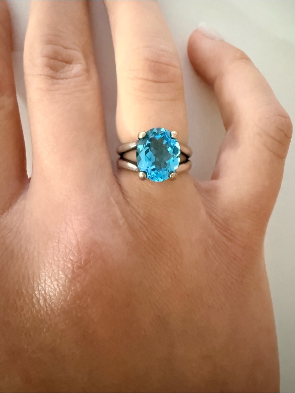 James Avery Blue Oval Gemstone Ring - Silver Band